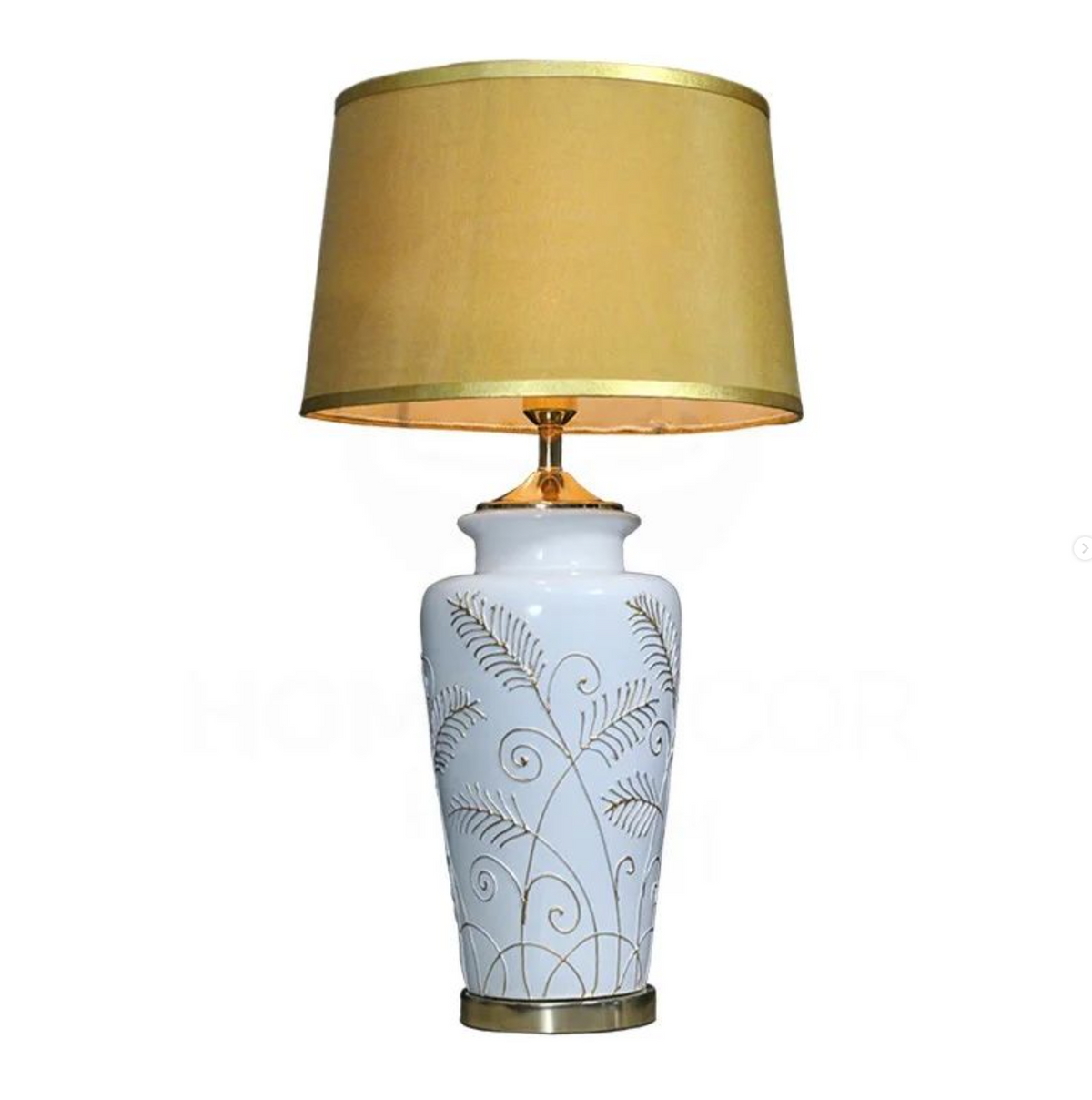 White Ceramic Lamp with Golden Lampshade SA Home Essentials